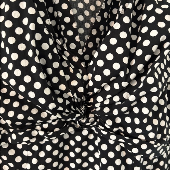 Alfani Polka Dot Twist Front Blouse Black White Size 14 - Picture 6 of 8